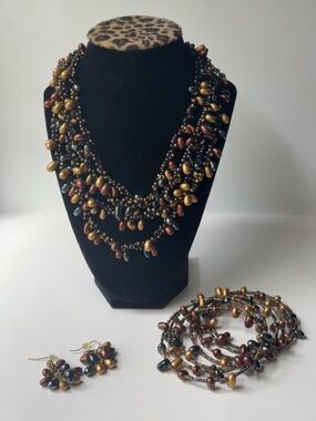 Bronze, Gold, and Black Beaded Set